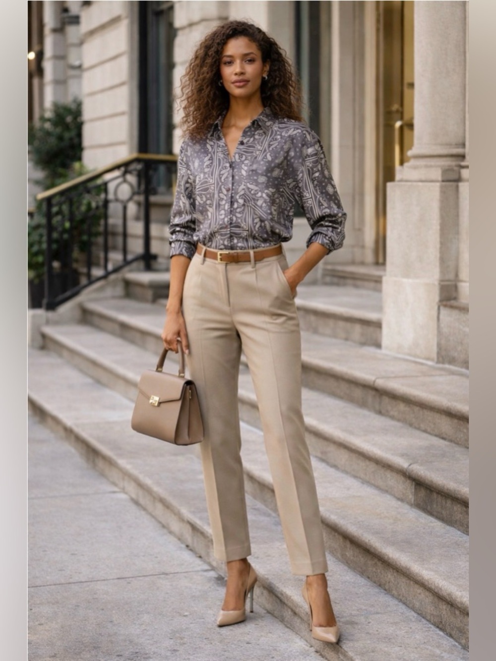 Evereve NWT Luxe Paisley Satin Button Front Blouse | Office Quiet Luxury Top - Picture 4 of 7